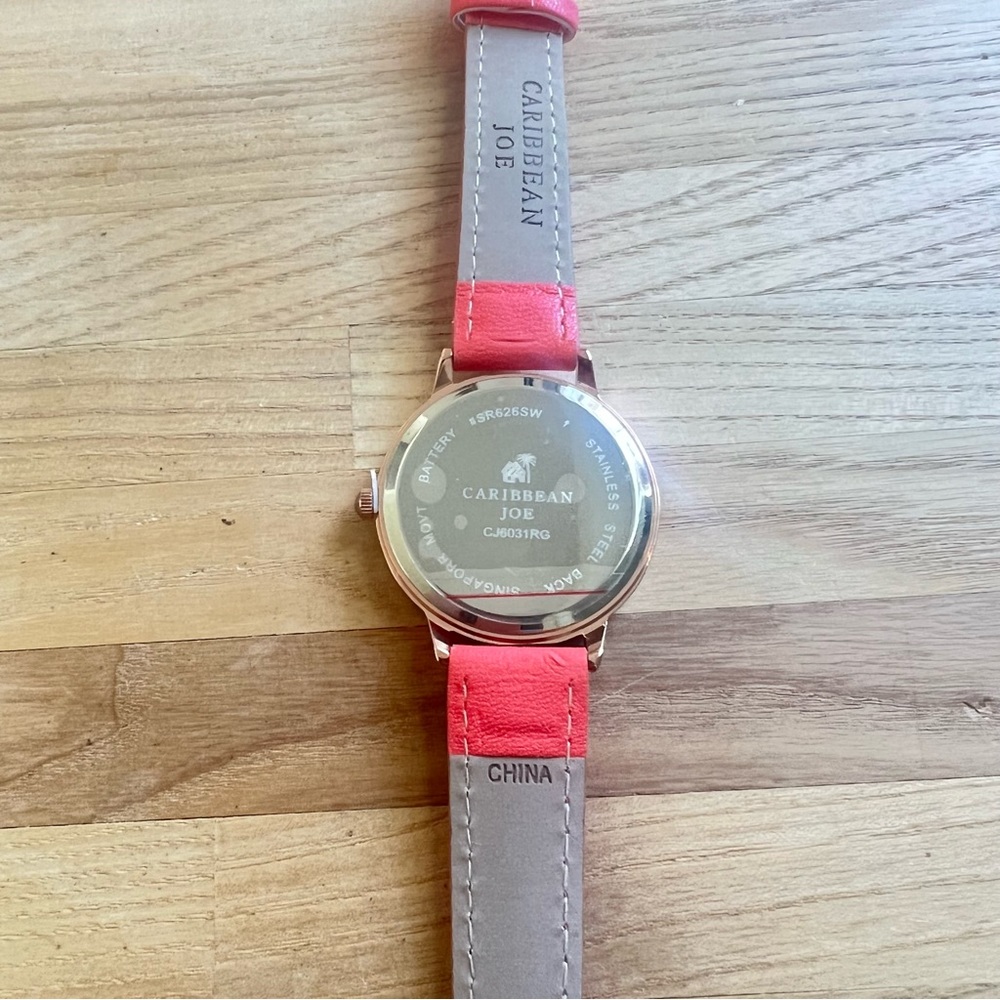 Caribbean Joe ladies pineapple pink strap fashion watch NEW BATTERY - Picture 6 of 8